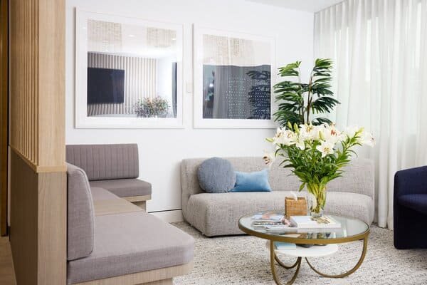Modern and comfortable waiting room at Focus Vision